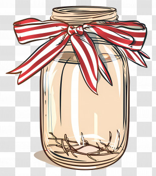 Mason Jar - Decorative Glass Jar With A Ribbon Transparent PNG