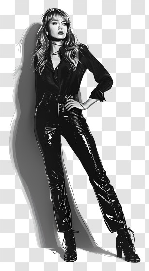 Taylor Swift Silhouette - Fashionable Woman In Black Outfit Transparent PNG