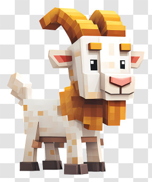 Minecraft Goat - Blocky Pixel Goat With Horns Transparent PNG