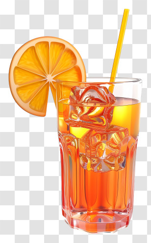 Aperol - Orange Cocktail With Ice Cubes In A Glass Transparent PNG