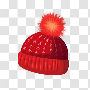 Knitted Hat
 - Red Winter Hat With Pom-Pom Transparent PNG
