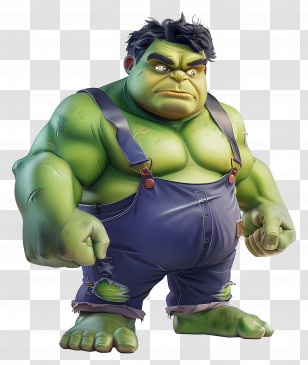 3d Cartoon - Green Cartoon Superhero In Overalls Transparent PNG