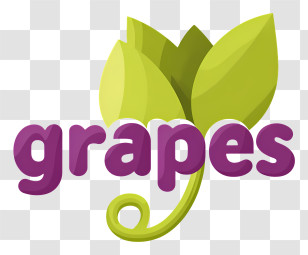 Grapes Logo - Grapes Purple Wordmark With Leaf Transparent PNG