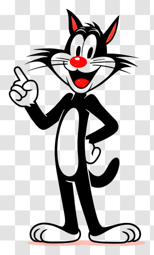 Sylvester The Cat - Retro Black Cartoon Cat Character Transparent PNG