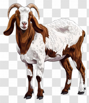Boer Goat - Brown And White Goat Illustration Transparent PNG
