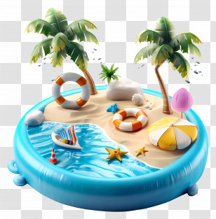 Beach Swimming - Miniature Tropical Beach Setup Transparent PNG