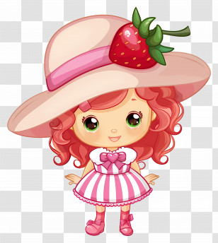 Strawberry Shortcake - Strawberry Girl In Cute Hat Transparent PNG