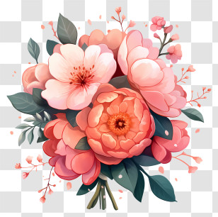 Flower Bouquet Art - Beautiful Pink Flower Bouquet Transparent PNG