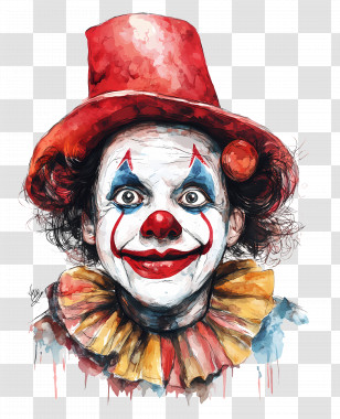 Clown - Colorful Clown With Red Hat Transparent PNG