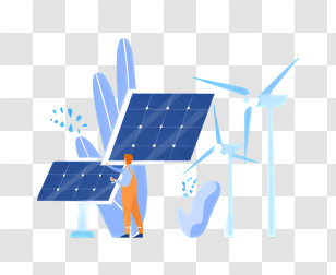 Wind Turbine - Solar Panels And Wind Turbines For Renewable Energy Transparent PNG