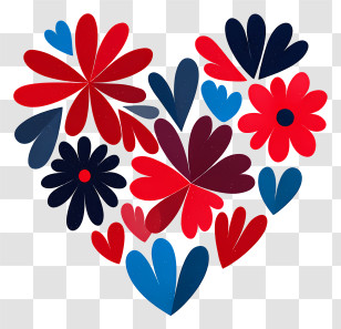 Petals Filling Heart - Heart Floral Design Transparent PNG