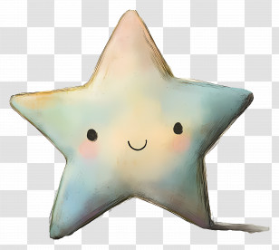 Pastel Star - Smiling Cute Cartoon Star In Pastel Colors Transparent PNG