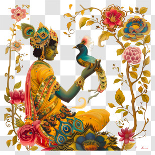 Vishu - Colorful Peacock With Person Transparent PNG