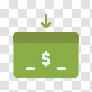 Investment Down - Green Payment Card Icon With Dollar Sign Transparent PNG