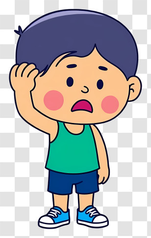 Surprised Little Boy - Confused Child In Green Tank Top Transparent PNG
