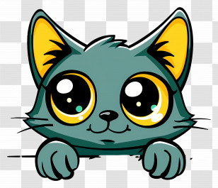 Peeking Cat - Cute Cartoon Cat Transparent PNG