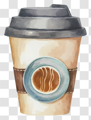Watercolor Painting - Takeaway Coffee Cup Transparent PNG