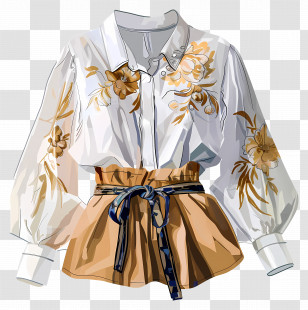 Blouse - Elegant Floral Blouse Transparent PNG