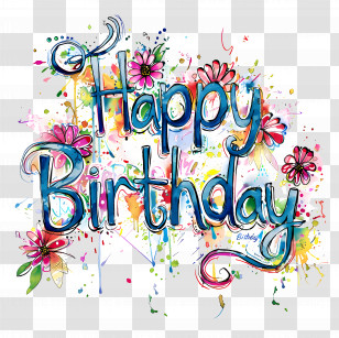 Happy Birthday - Colorful Happy Birthday Typography Design Transparent PNG