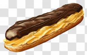 Chocolate Eclair - Chocolate Eclair With Custard Filling Transparent PNG