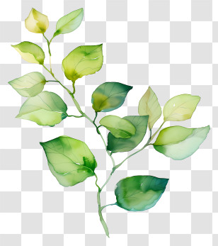 Leafs - Watercolor Green Leaves Transparent PNG