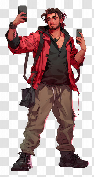Selfie Day - Man Taking Selfies Illustration Transparent PNG