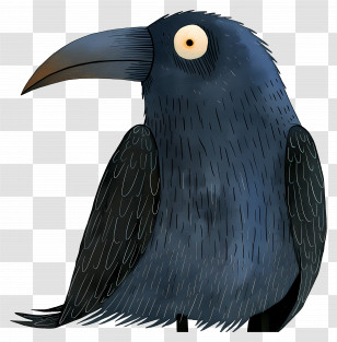 Raven - Black Crow Cartoon Character Design Transparent PNG