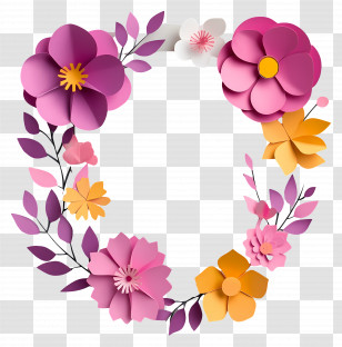 Cute Paper Art - Colorful Floral Paper Wreath Design Transparent PNG