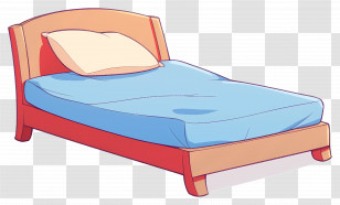 Single Bed - Cartoon Bed With Pillow Illustration Transparent PNG
