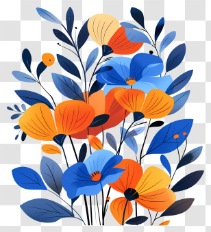 Blue Flower - Abstract Colorful Flower Illustration Transparent PNG
