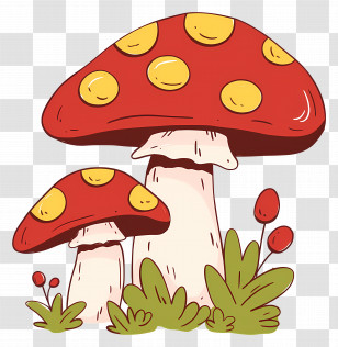Cartoon Mushroom - Red And Yellow Mushrooms Illustration Transparent PNG
