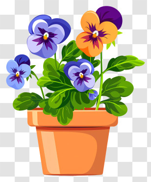 Pansy Flower - Potted Viola Flowers Illustration Transparent PNG