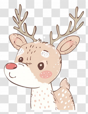 Reindeer - Cute Cartoon Drawing Of A Deer Transparent PNG