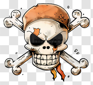 One Piece Jolly Roger - Cartoon Pirate Skull With Crossbones Transparent PNG