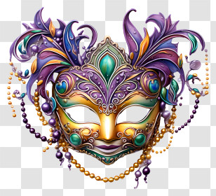 Masquerade Mask - Decorative Mardi Gras Carnival Mask Transparent PNG