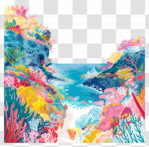Great Barrier Reef - Colorful Coral Reef Illustration Transparent PNG