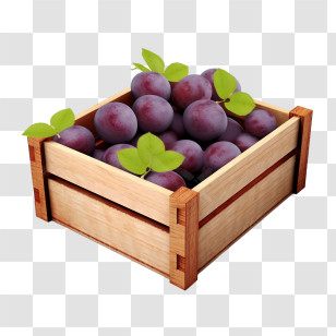 Plums Fruit - Wooden Crate Of Fresh Juicy Plums Transparent PNG
