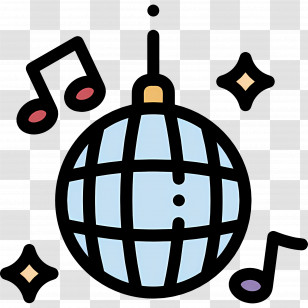Mirror Ball - Disco Ball With Music Notes Transparent PNG