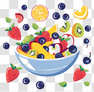 Fruits Salad - Vibrant Bowl Of Fresh Fruit Salad Transparent PNG