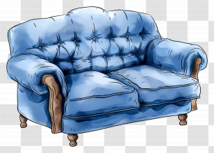 Blue Sofa - Blue Sofa In Artistic Style Transparent PNG