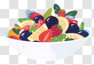 Salad Bowl - Colorful Fruit Salad In A Bowl Transparent PNG