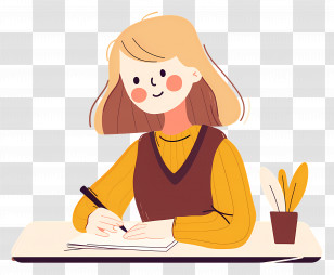 Student Writing - Girl Writing At Desk Transparent PNG