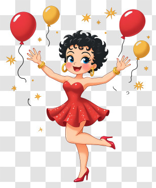 Betty Boop Birthday - Red Dress Party Dancer Transparent PNG