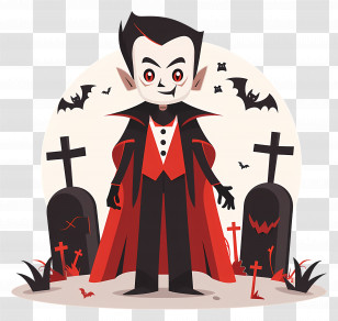 Halloween Dracula - Cartoon Vampire In Cemetery Transparent PNG