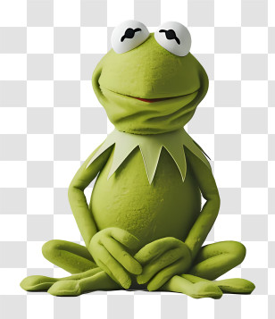 Kermit The Frog - Green Frog Cartoon Character Sitting Calmly Transparent PNG