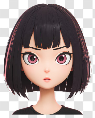 Anime Facial Expression - Serious Anime Girl With Pink Eyes Transparent PNG