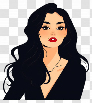 Fashion Girl - Stylized Female Portrait Illustration Transparent PNG