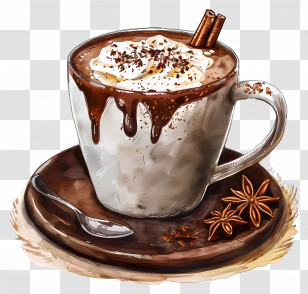Hot Chocolate - Hot Chocolate With Cinnamon And Whipped Cream Transparent PNG