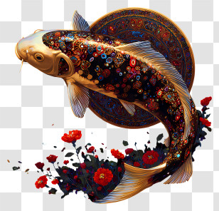 Futuristic Art - Ornamental Patterned Koi Fish Transparent PNG