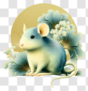 Chinese Zodiac - Soft Blue Rat With Floral Halo Transparent PNG